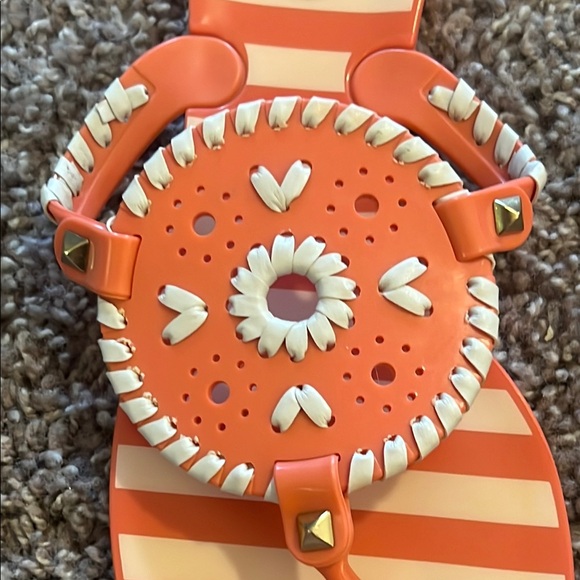 Jack Rogers Salmon Striped Jelly Women's Sandals - Picture 3 of 6